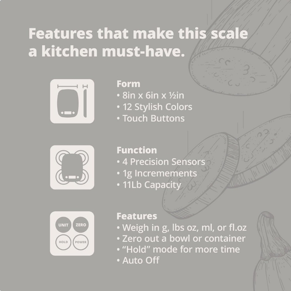 Greater Goods Digital Kitchen Scale - Gray, Precision Sensors, Large Display - Picture 7 of 10